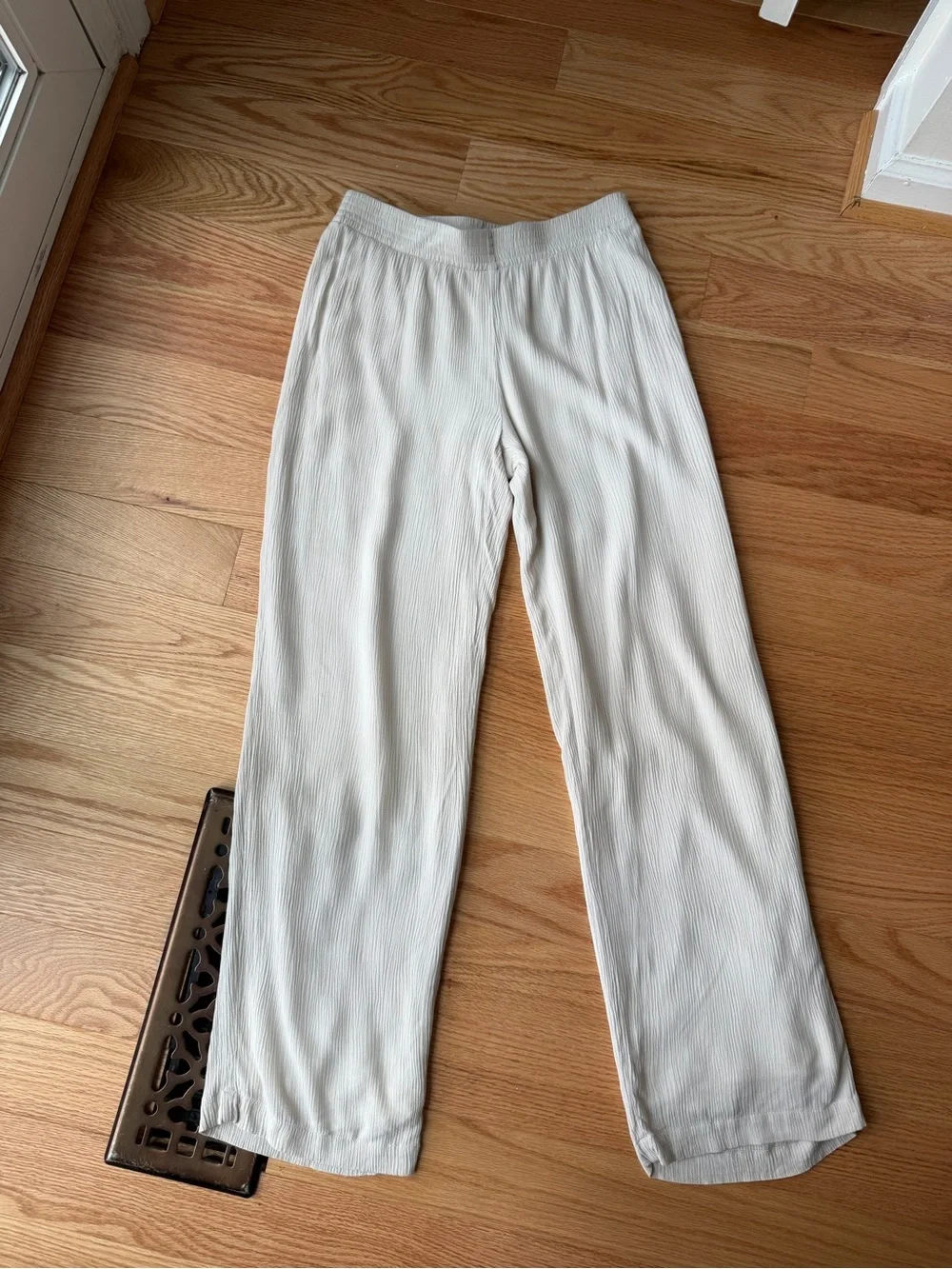 Babaton Crinkle Wide Leg Pull On Pants Cream XS